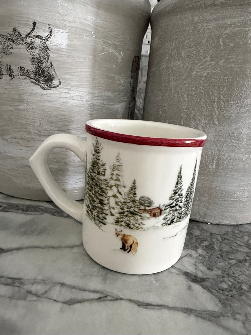 Williams Sonoma Small Earthenware Vintage Inspired Snowman Christmas Mug - Picture 2 of 7